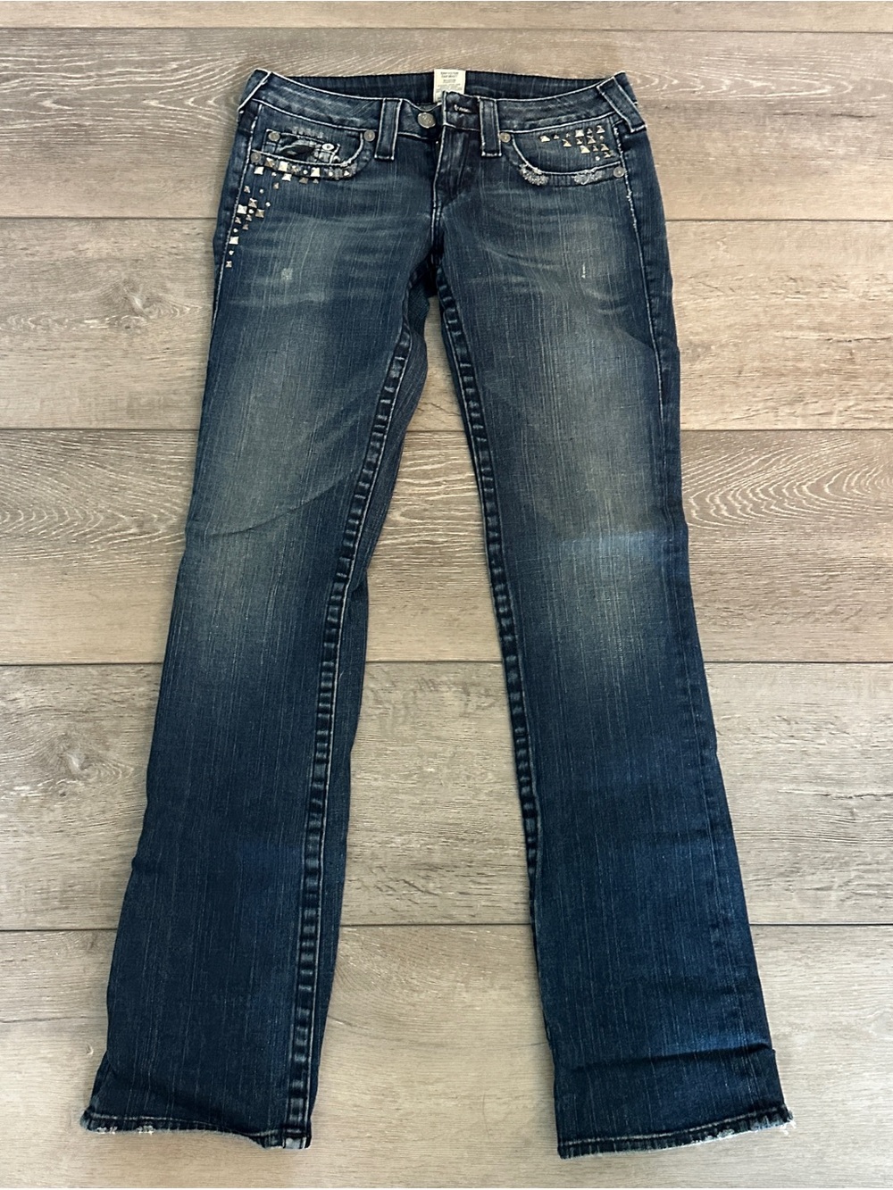 Vintage Y2K True Religion Johnny Dark Wash Jeans with Stud detail Size 29